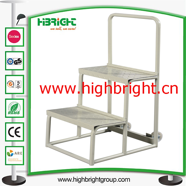 Two Wheels Two Steps Mini Ladder Trolley for Supermarket Image1