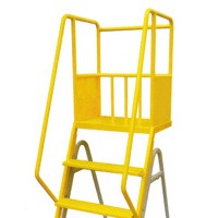 Warehouse Steel Safety Rolling Mobile Platform Ladder with Handrails