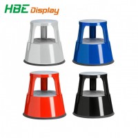 Library Museum Supermarket Rolling Metal 2-Step Kick Ladders Stable Stool