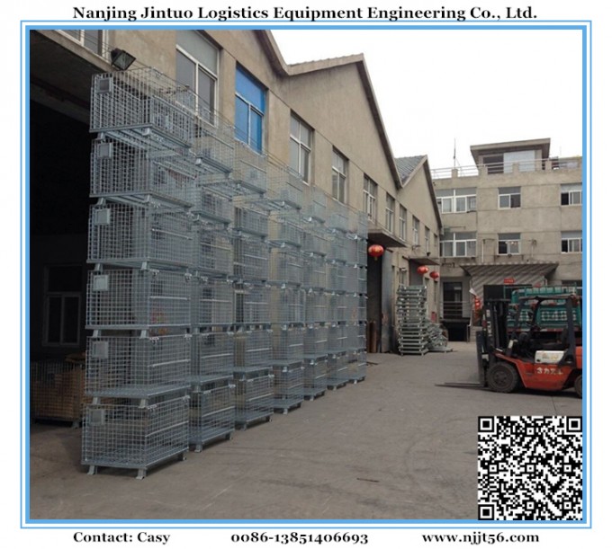 Warehouse Supermarket Logistics Transportation Roll Wire Mesh Container Trolley Cart Image1
