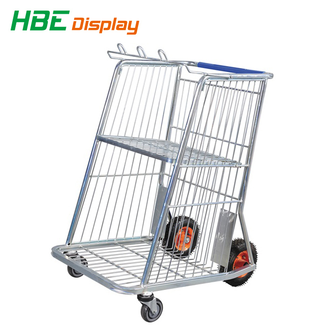 South America Double Tier Metal Warehouse Logistic Cart Image1