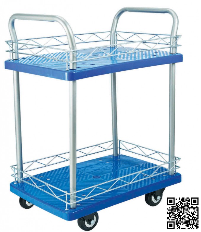 150kg Double Decker Hand Trolley with TPR Caster Image1