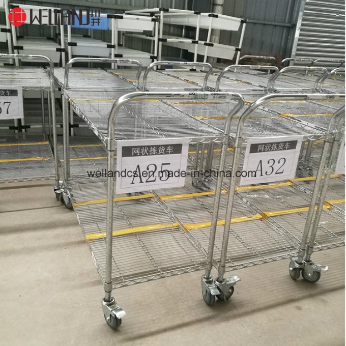 NSF Adjustable Heavy Duty Industrial Factory Storage Chrome Steel Wire Shelving Rack Cart Trolley Image1