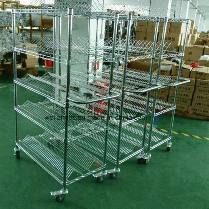 Industrial 5 Tiers NSF Chrome Steel SMT ESD Anti-Static Wire Storage Shelving Rack Cart Trolley Image1