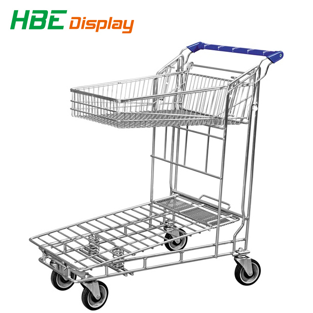 Warehouse Folding Heavy Duty Transport Trolley with Basket Image1