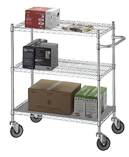 Industrial 3 Tiers Heavy Duty Wire Shelving Rooling Storage Cart Trolley Image1