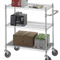 Industrial 3 Tiers Heavy Duty Wire Shelving Rooling Storage Cart Trolley