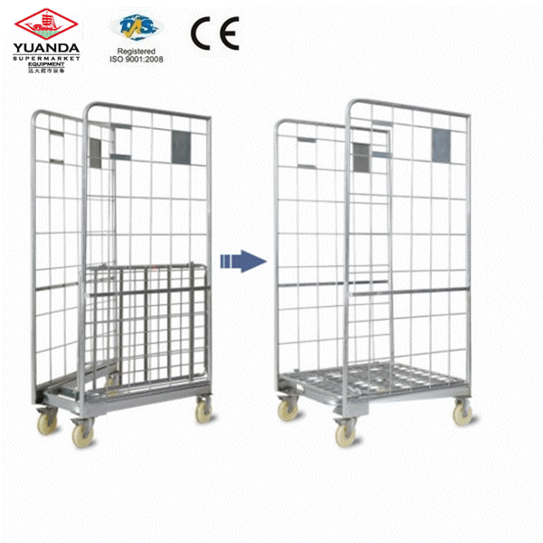 Wheeled Storage Stackable Container Logistic Rolling Cage Folding Warehouse Trolley Image1