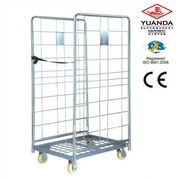 Foldable Roll Container Cage Warehouse Trolley Cart Image1