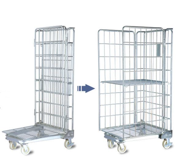 Folding Warehouse Storage Wire Mesh Trolley Image1
