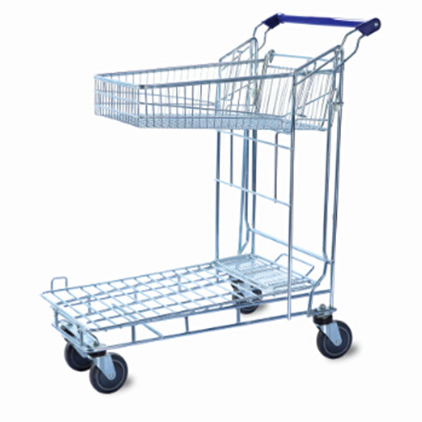 Warehouse Zinc Plated 2 Layers Flat Trolley Cart Image1