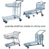 Unfoldable Steel Flat Trolley Cart for Supermarket Warehouse