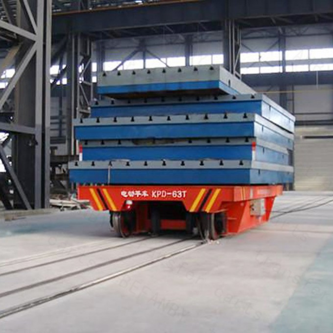 Motorized DC Powered Rail Transfer Trolley Used in Boiler Factory Image1