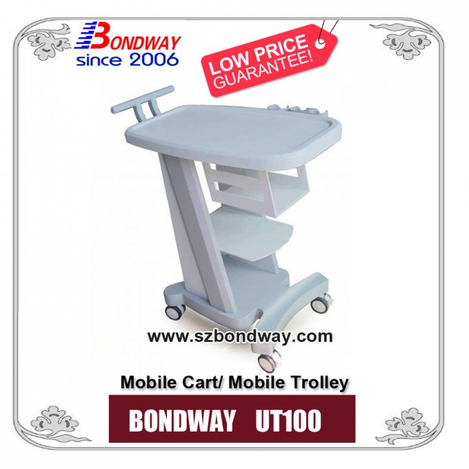Hospital Equipment, Medical Mobile Trolley, Cart for Portable Ultrasound Scanner, EKG, ECG, with Bra Image1