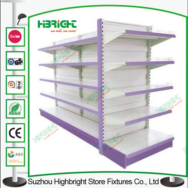 Plain Bacl Panel Metal Gondola Supermarket Shelf Image1