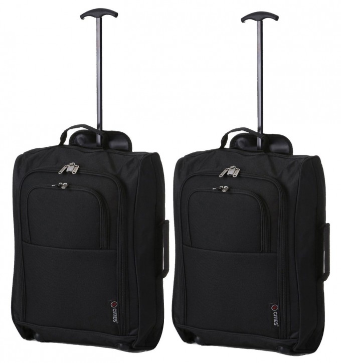 The Collection Plain Black Hand Luggage Trolley Case/ Bag Image1