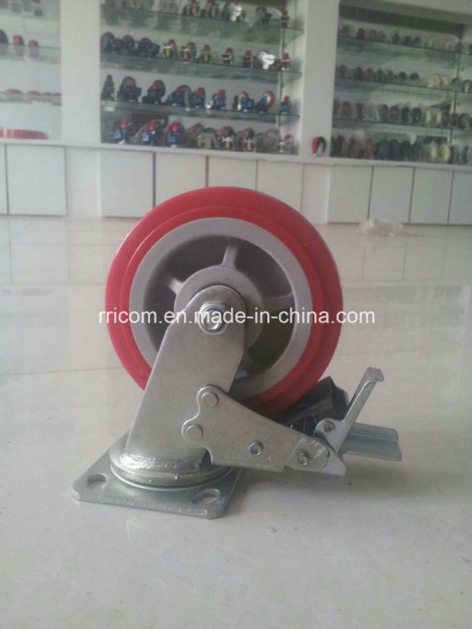 Scaffold Caster Wheel with Brake, Nylon Core, Solid Stem, Plain Bearing Image1