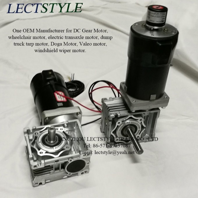 24V 350W 50rpm Permanent Magnet DC Right Angle Gear Motor with Hollow Shaft and Plain Key Shaft Image1