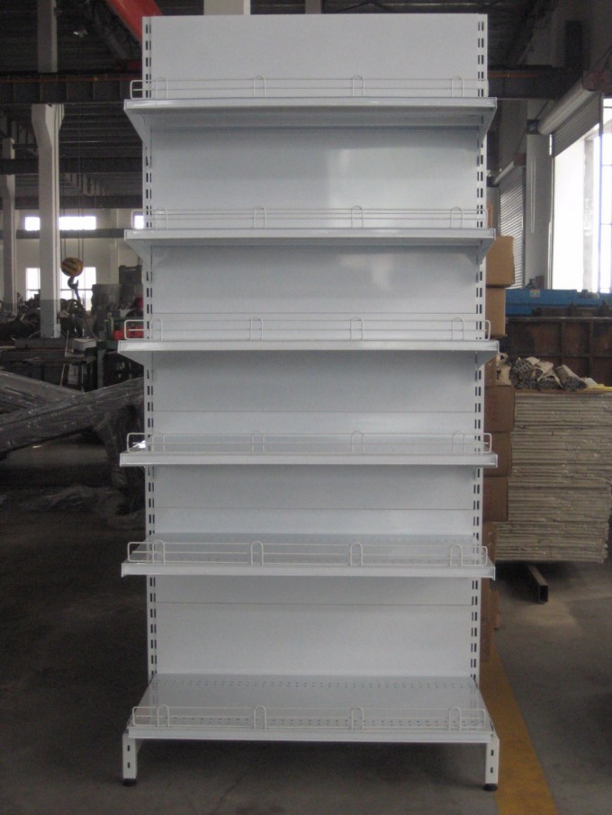 Single Sided Plain Back Panel Supermarket Shelf with Fence Image1
