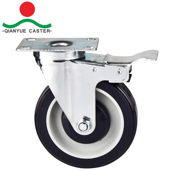 PU Medium Duty Caster, Trolley Caster with Total Brake Image1