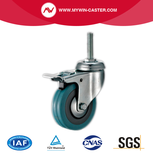 Threaded Stem Grey Rubber Caster with Brake Image1