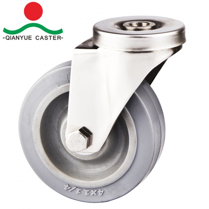 Bolt Hole Shopping Cart Caster, Stainless Steel Casters Image1