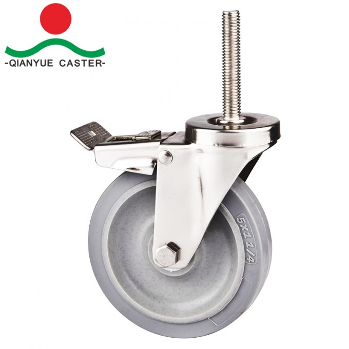 TPR Medium Duty Caster Sidebrake, Stainless Steel Caster Image1