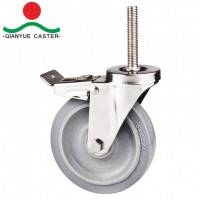 TPR Medium Duty Caster Sidebrake, Stainless Steel Caster