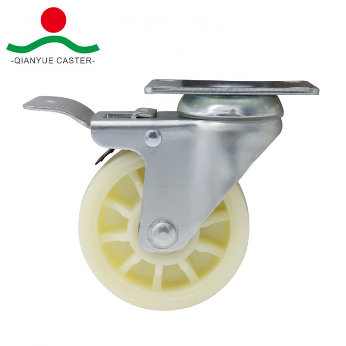 Swivel with Total Brake White PP Medium Duty Caster Image1