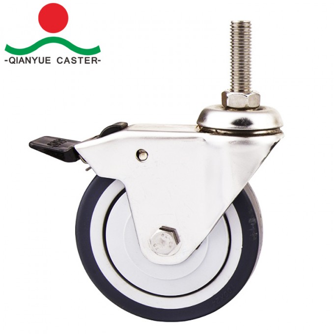 75mm Light Duty Threaded Stem Swivel with Brake Caster Image1