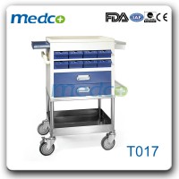 Hospital Steel Nursing Cart Medicine Trolley with Dividers