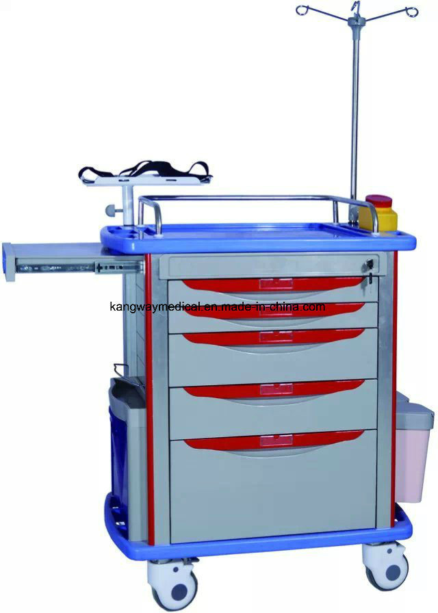 ABS Medical Emergency Trolley Cart Hospital Furniture (Slv-85001b) Image1