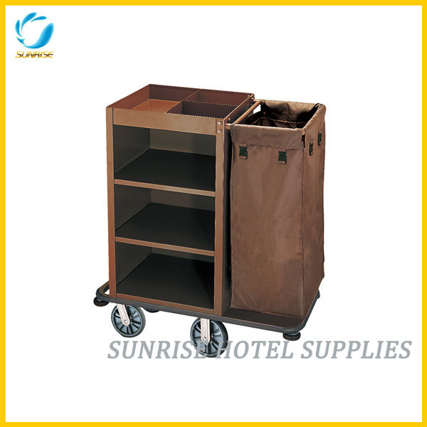 Powder Coating Finish Housekeeping Cart Service Trolley for Hotel Image1