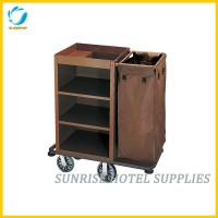 Powder Coating Finish Housekeeping Cart Service Trolley for Hotel