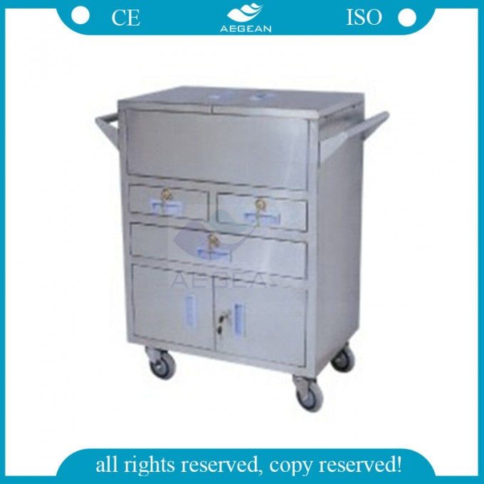 AG-Ss028 Medication Carts Stainless Steel Hospital Trolley Image1