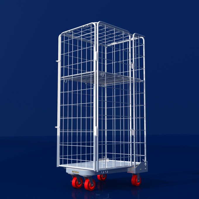 Warehouse Roll Cage Logistics Folded Cargo Steel Trolley Cart Image1