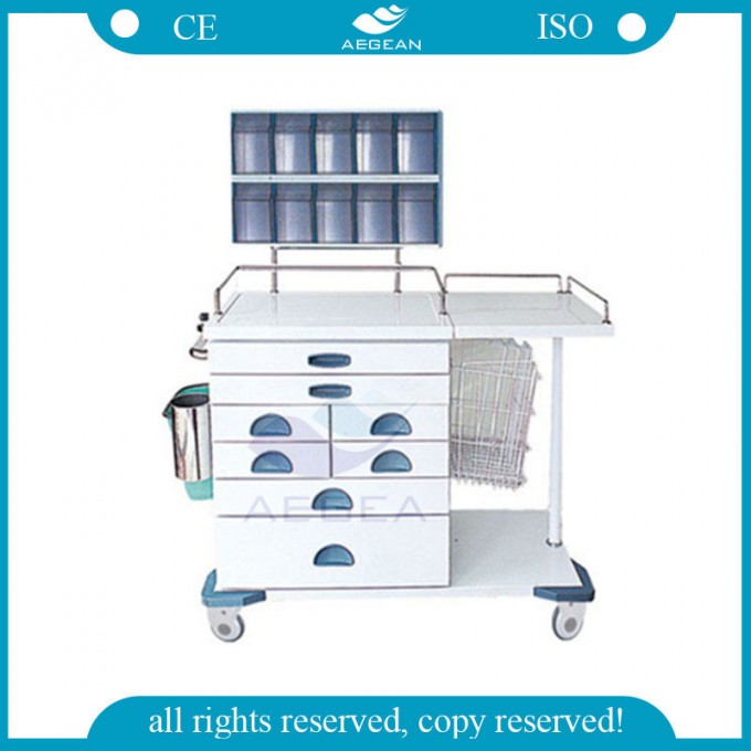 AG-At017 Stainless Steel Frame Anaesthetic Cart Movable Medical Trolley Image1