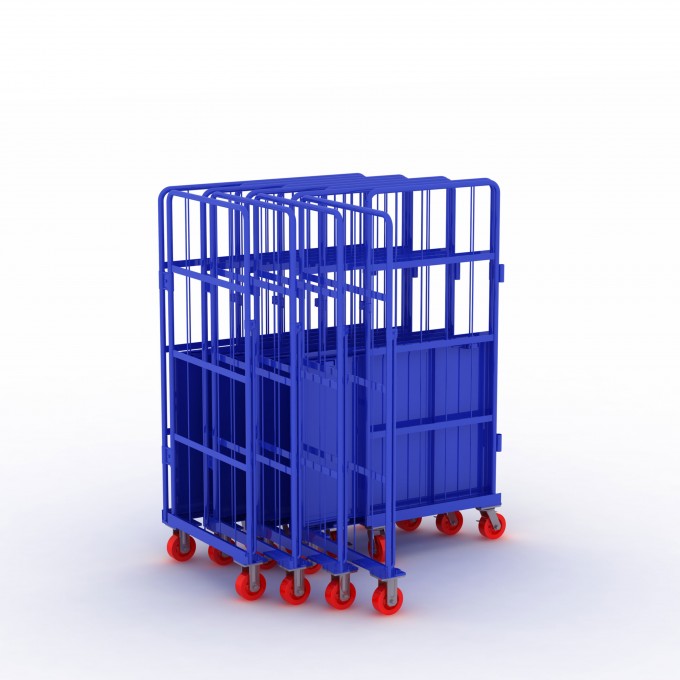 Folding Pack and Roll Trolley Cart Push Cart Trolley for Warehouse Image1