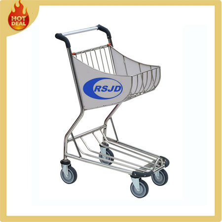 4 Wheels Stainless Steel Airport Shopping Cart Trolley (BW3) Image1