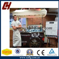 Gelato Vending Cart Freezer Trolley with Parasol
