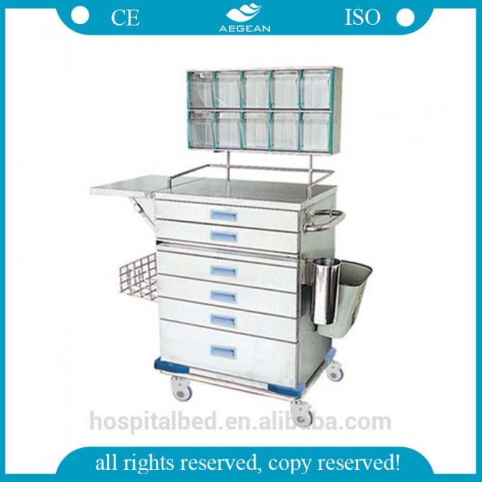 AG-At015 Cheap Good Quality Hospital Instrument Crash Cart Medical Trolley Image1
