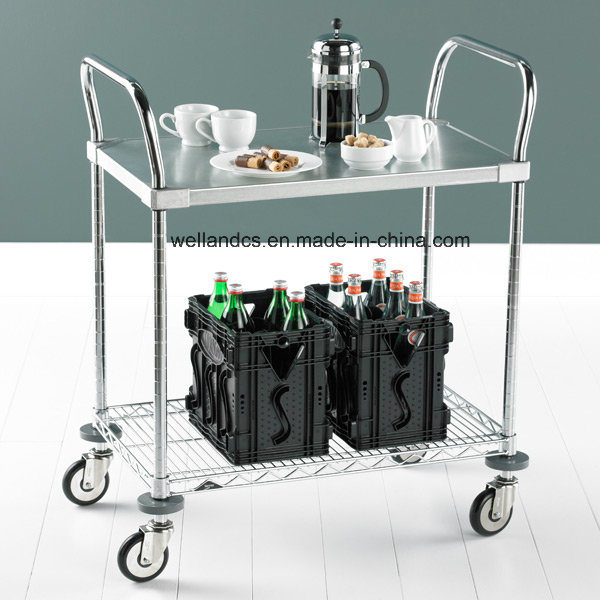 NSF Adjustable 2 Tiers Hotel Stainless Steel Service Cart Trolley Image1