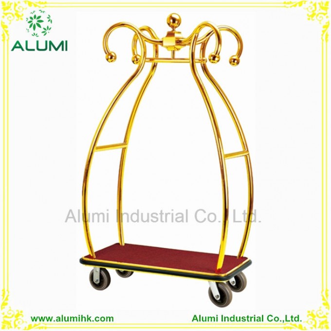 Stainless Steel Hotel Luggage Baggage Service Trolley Cart Image1