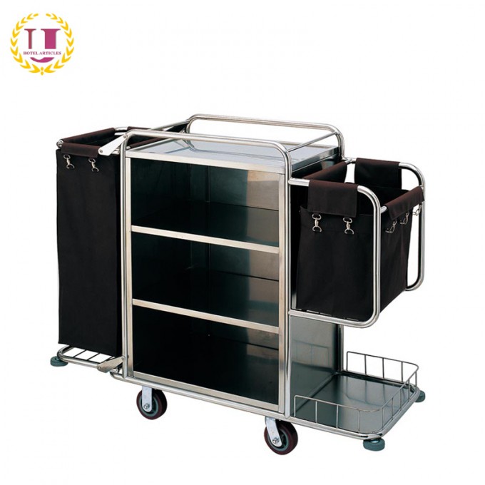 Hotel Room Stainless Steel Attendant Service Trolley Image1