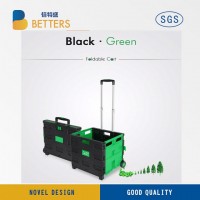 Folding Plastic Eco-Friendly Hot Selling Plastic Basket /Folding Shopping Wheeled Cart /Trolley