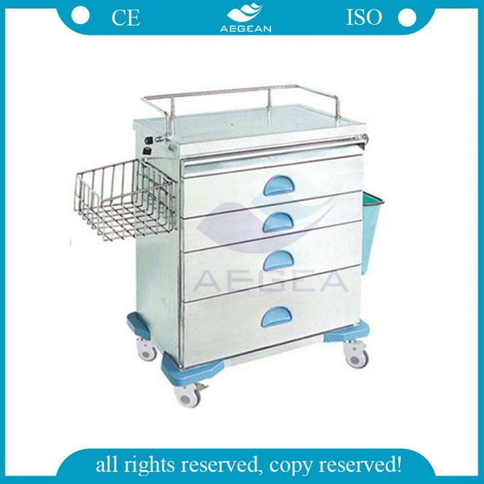 AG-At019 with One Basket Nursing Equipment Movable Hospital Crash Cart Medical Trolley Image1