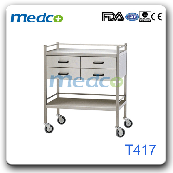 Hospital S. S Surgical Crash Cart Medicine Equipment Trolley Image1