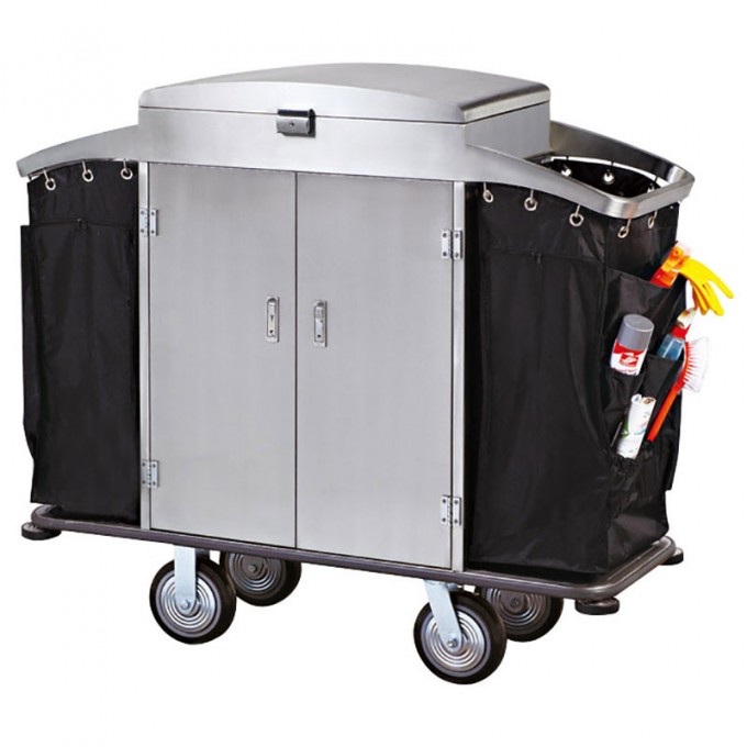 Convenient 3 Shelves Hotel Housekeeping Maid Cart Trolley Image1