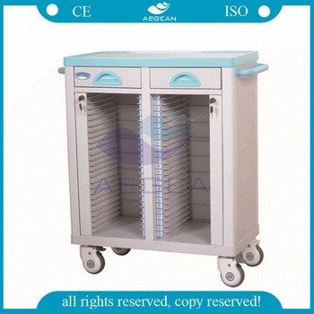 AG-Cht003 Hospital Trolley Equipment Plastic Patient File Cart Documents Cart Trolley Image1