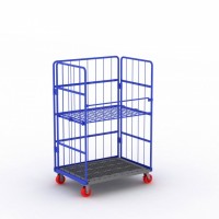 Warehouse Steel Cargo Trolley Roll Cage Folding Trolley